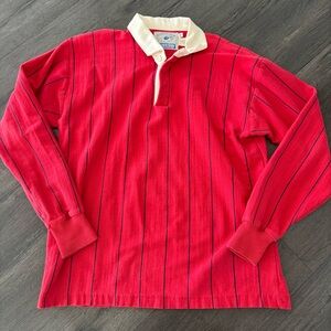Vintage Lands End Rugby Shirt Mens Large Striped Heavy Cotton 90s Made in USA L
